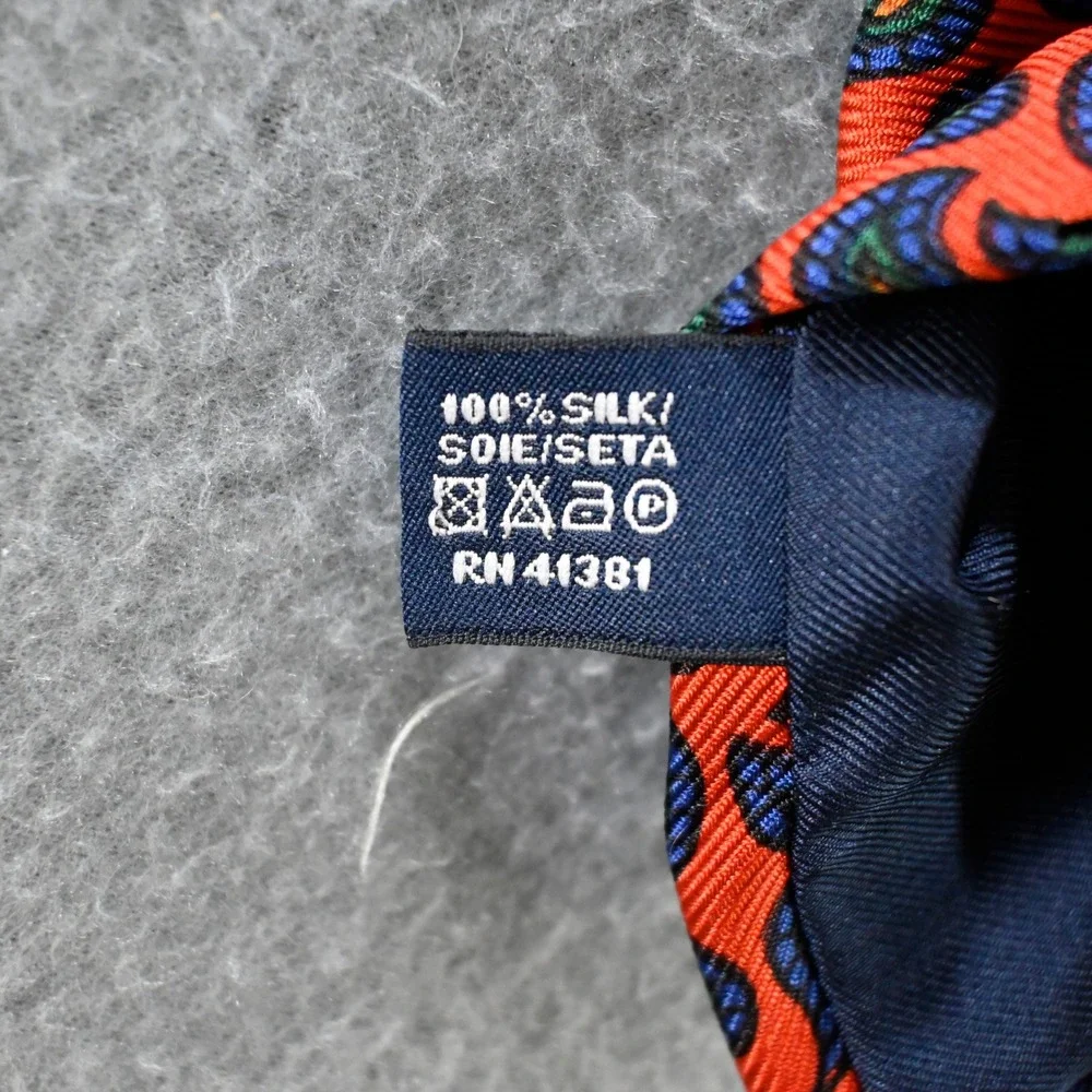 Polo Ralph Lauren Mens Vintage Paisley Silk Tie One Size Orange Blue Italy‎